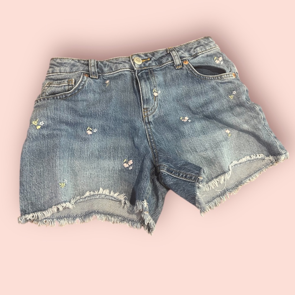 Girls Embroidered Denim Shorts